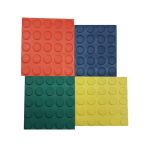 Pavimento circulo 3mm | varios colores Espesor: 3mm Colores: Gris / Amarillo / Azul / Rojo / Verde. Material: Caucho natural y reciclado. Densidad: 1 (gris) y 1.7 (resto colores).